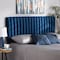 Baxton Studio Emile ModernNavy Blue Velvet Upholstered and Dark Brown Finished Wood Headboard-Full 200-12401-ZORO - alternate 1